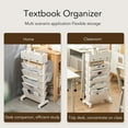 thumbnail image 3 of Mobile Mobile Bookshelf Beige Lockable Wheels With 3 Drawers Rolling Storage Cart Plastic Multifunctional For Bedroom Classroom, 3 of 8