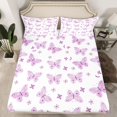 thumbnail image 2 of Homewish 3D Butterfly Printed Full Size Sheets,Boho Butterflies Flower Bed Sheets,Purple White Sheet Sets For Girl Kids,Luxury Bedroom Decor,4pcs, 2 of 7