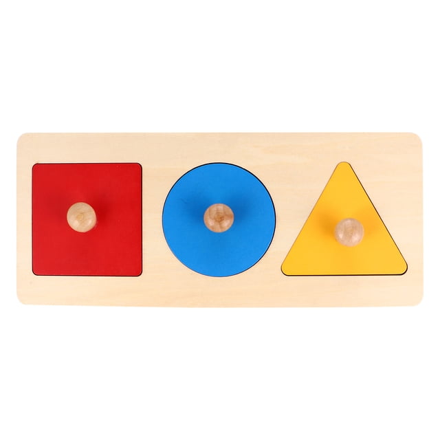 Juguete Montessori de matemáticas: figuras geométricas de madera para niños en edad preescolar.