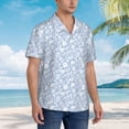 thumbnail image 5 of Daiia Gray White Floral Hawaiian Shirt for Men Gentle Cotton Regular Short Sleeve Casual-3X-Large, 5 of 9