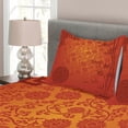thumbnail image 3 of Ambesonne Chinese Quilted Bedspread Set 3 Pcs, Traditional Nature Art, King Size, Pale Orange Burgundy, 3 of 4