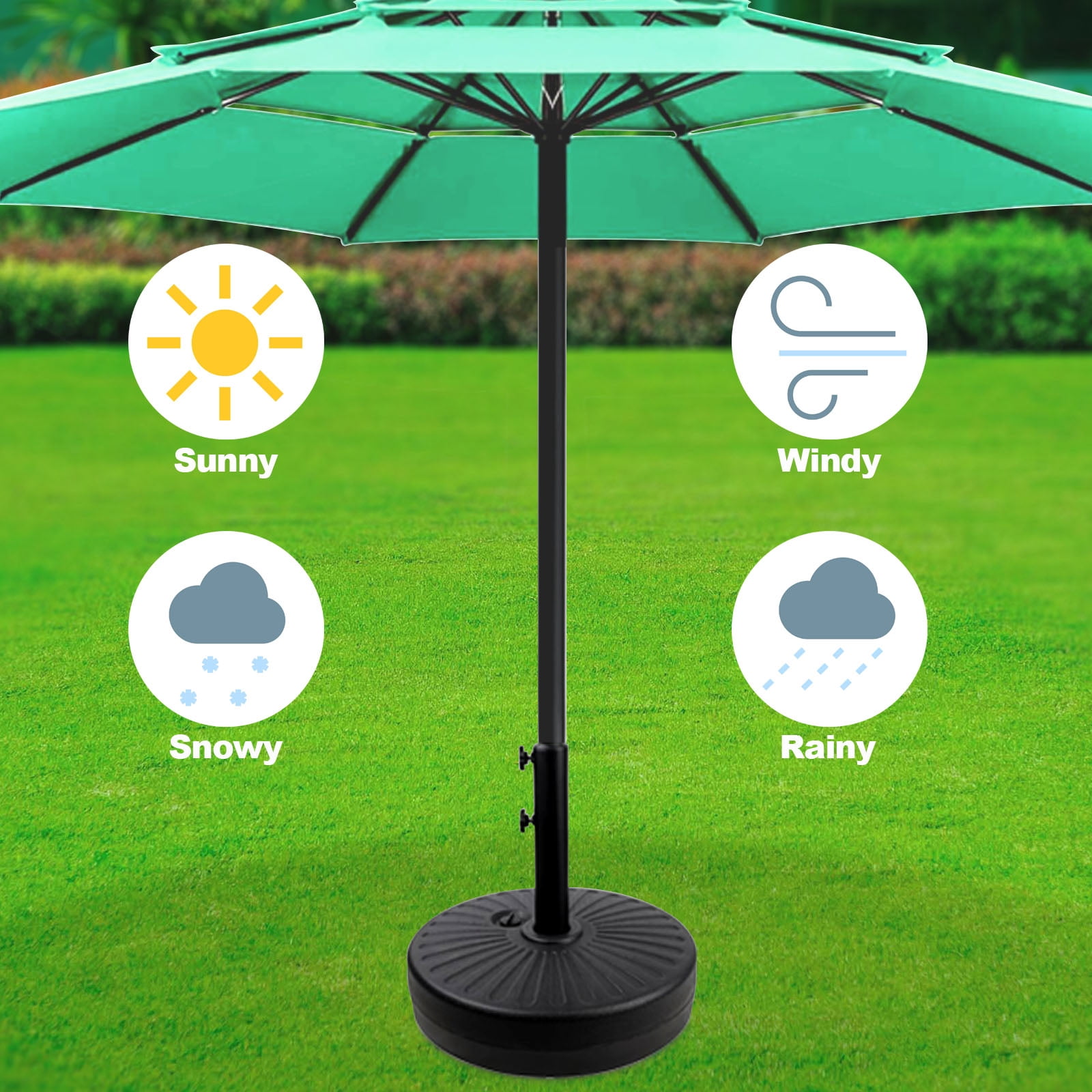 PULNDA 6 HDPE Plastic Patio Umbrella Base, Stable