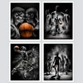 thumbnail image 3 of PixonSign Framed Wall Art, Black & White Basketball Star Posters, Set of 4 Boy's Bedroom Illustration Wall Decor, Adhesive Canvas Prints, Multicolor Contemporary Wall Décor - 11"x14" White, 3 of 5