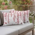 thumbnail image 4 of Spring Flowers Pillow Covers 2 Pack Watercolor Gradient Falling Pink Floral Butterfly Pillowcase Waterproof Outdoor Throw Pillow Cover for Patio Balcony Rectangular Cushion 20”x12”, 4 of 9