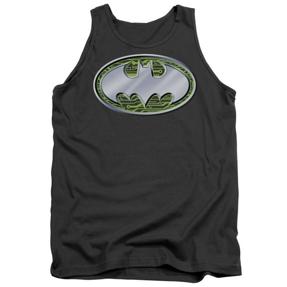 Batman Circuits Logo Adult Tank Top Charcoal