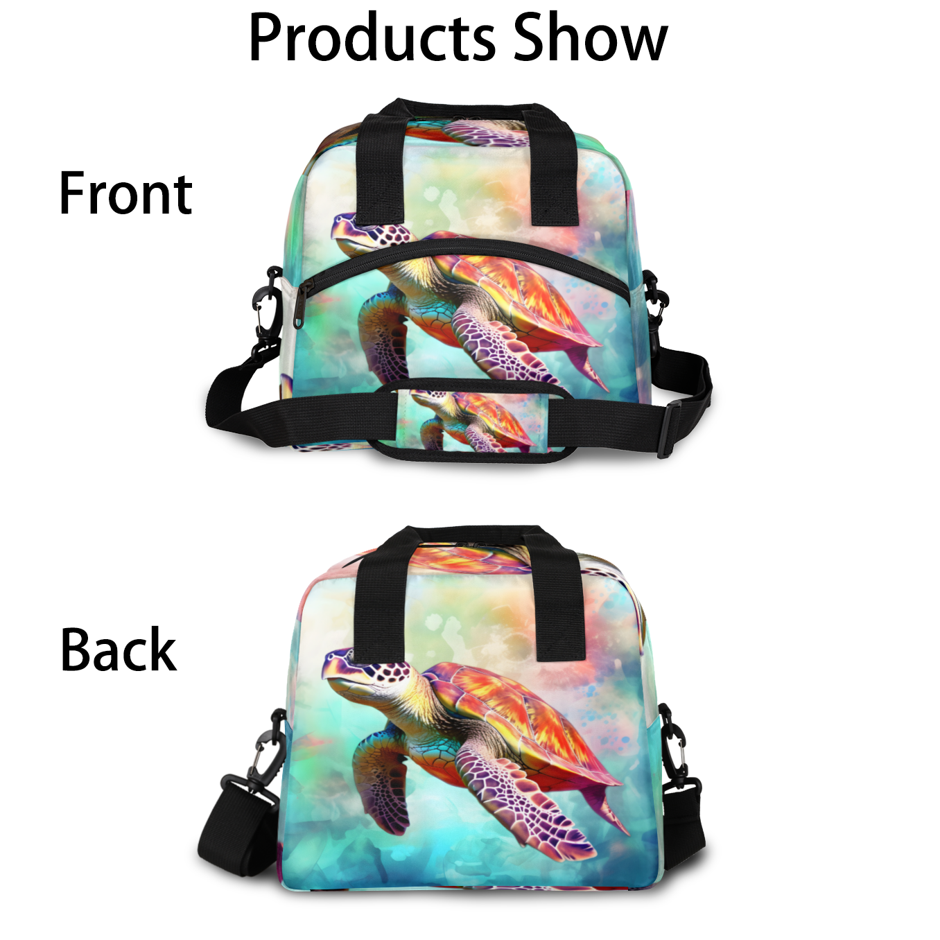 Herdesigns Ocean Turtle Insulated Lunch Bag for Women Men Adults Large Reusable Lunch Box Sea Turtle Leakproof Cooler Tote Bags with Adjustable Shoulder Strap