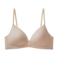 thumbnail image 2 of QASIEATN Solid Color Plunge Bras for Women Spaghetti Strap Wireless Demi Cup Bras Women's Underwear, 2 of 4