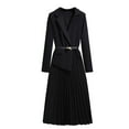 thumbnail image 2 of Zedker Dresses for Women Business Casual Shirt Long Sleeves Pleated Midi with Belt Black Plus L, 2 of 7