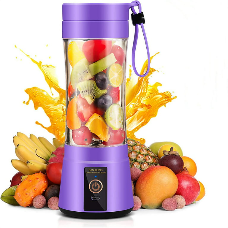 Forbyde Oversætte at tilføje Portable Blender,Personal Blender with USB Rechargeable Mini Fruit Juice  Mixer, Mini Blender Travel with 13oz Bottles-Purple - Walmart.com