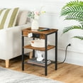 thumbnail image 3 of HOOBRO 15" 3-Tier End Table with USB Port Adjustable Shelves Living Room Bedroom Brown BF112BZ01, 3 of 8
