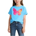thumbnail image 2 of Piuwrlz 4-6 Girls Shirts Tops Girl Short T Shirts Sleeve Crew Neck Kids Graphic T-Shirts Light Blue Size 4-6 Years, 2 of 7