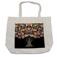 thumbnail image 1 of Floral Shopping Bag, Tree with Flower Blossom Branches Vivid Nature Summer Season Graphic Print, Eco-Friendly Reusable Bag for Groceries Beach and More, 15.5" X 14.5", Cream, by Ambesonne, 1 of 2
