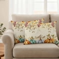 thumbnail image 2 of Orange Pumpkins Fall Outdoor Waterproof Pillow Covers, Thanksgiving Sunflower Botanical Leaf Decorative Rectangle Throw Pillowcase Sofa Cushion Sham for Patio/Couch/Chair, 20"x12" 2 Pack, 2 of 8