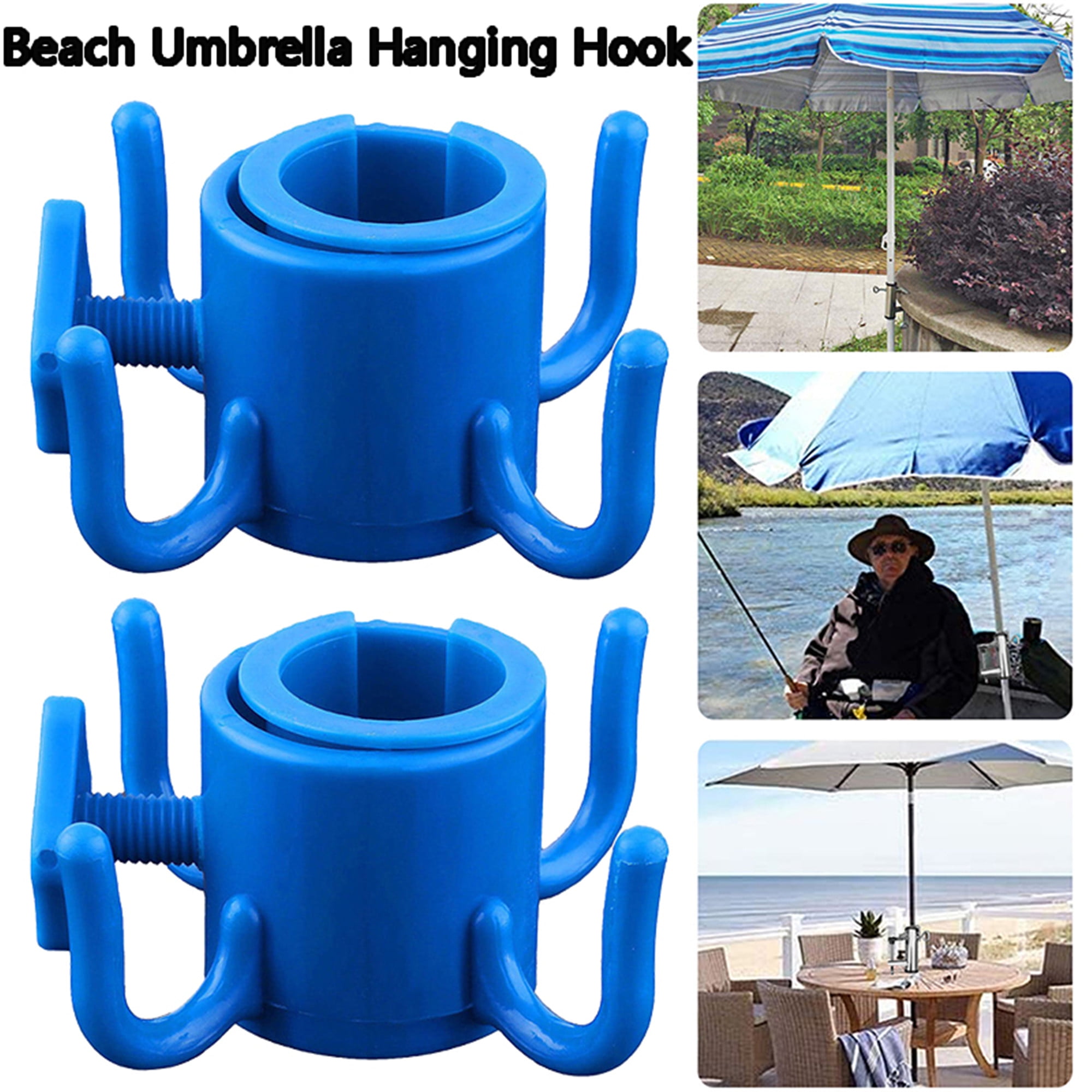 Elbourn 2PCS Beach Umbrella Hanging Hook 4prongs Plastic Hanging