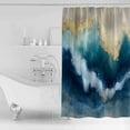 thumbnail image 4 of Extra Long Shower Curtain 72x84 Inch, Teal Blue Ombre Shower Curtain Waterproof Bathroom Decor Modern Oil Painting Art Abstract Fabric Bath Curtain Set Accessories with Hooks, 4 of 6