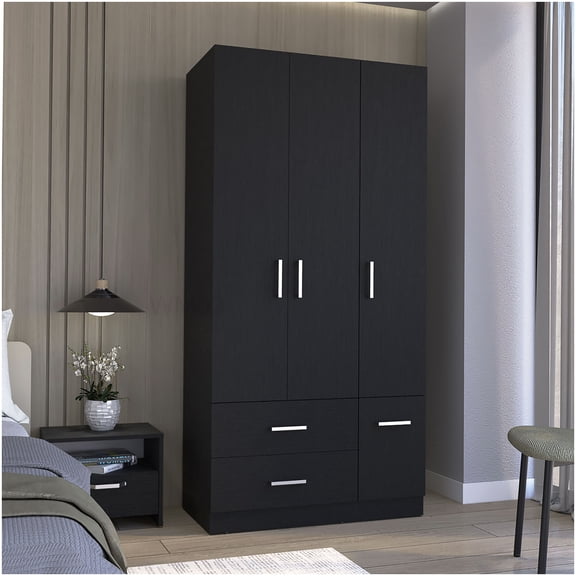 71 Inch Tall Armoire Wardrobe with Hanging Rod, 2 Drawers & 6 Shelves, Free Standing Closet Organizer