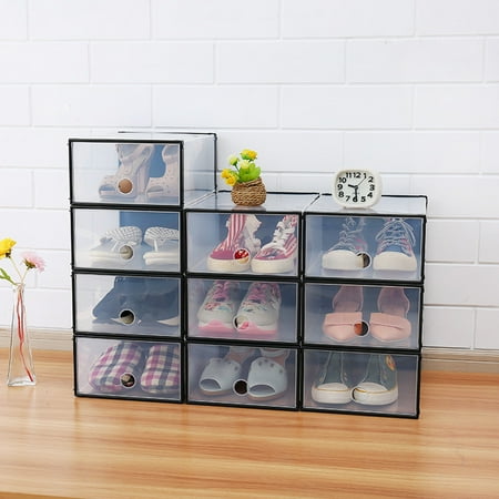 Zerone 5PCS Rectangular Clear Plastic Shoe Box Transparent Drawer Case Protective Storage Shoe Boxes Storage Organizer Stackable (Best Stackable Storage Containers)