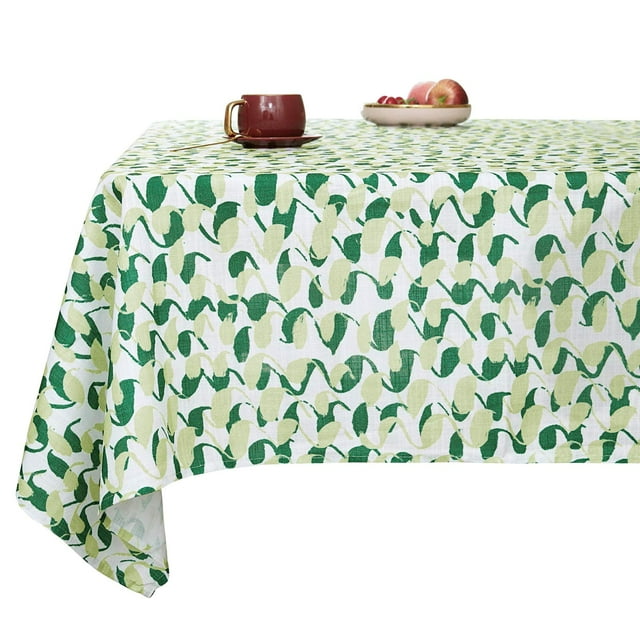 Deconovo Lino sintético con presillas Pattern Table Cover, Water and Spill Resistant Rectangle Tablecloth para Party, White, 54x84 Inch