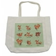 thumbnail image 1 of Squirrel Shopping Bag, Grammar Prepositions Nut and Fluffy Animal Cartoon Nutcracker Pattern, Eco-Friendly Reusable Bag for Groceries Beach and More, 15.5" X 14.5", Cream, by Ambesonne, 1 of 2