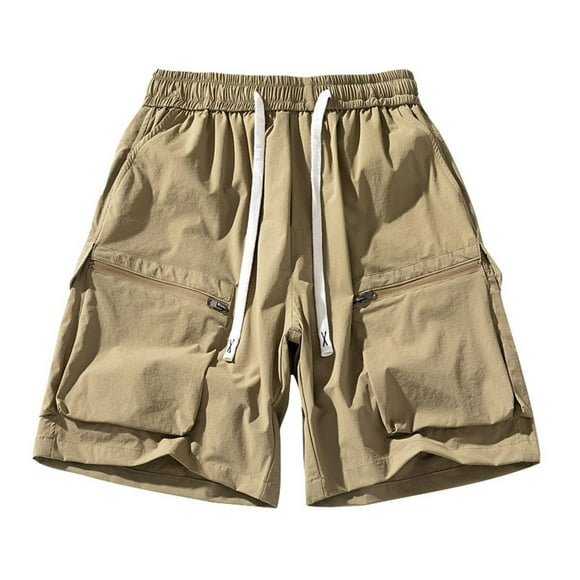 Ediodpoh Men's Shorts Solid Color Multi Bag Overalls Men Summer Mountain Camping Casual Shorts Men Fashion Sports Shorts Men Shorts for Men Khaki XL