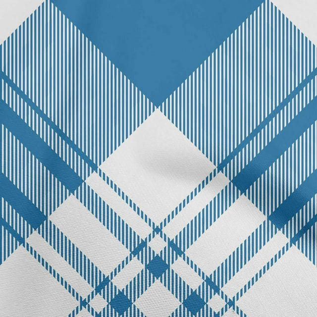 oneOone Rayon Medium Blue Fabric Tartan Sewing Material Print Fabric By The Yard 56 Inch Wide
