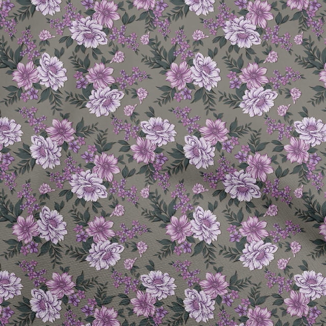 oneOone Tissu Polyester Spandex Violet Floral Rétro Matériel de Robe Tissu Imprimé Tissu au Mètre 56 Pouces de Large