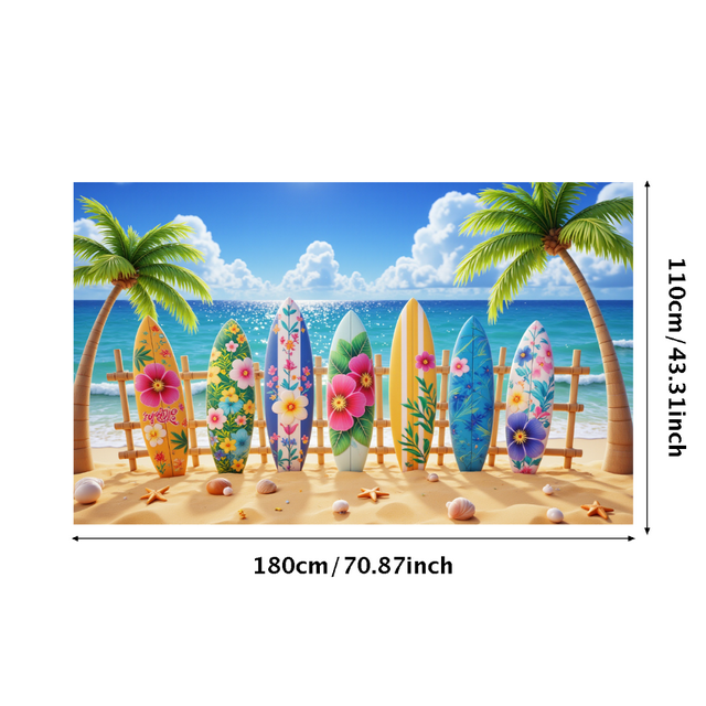 Bannière de Planche de Surf au Design Coloré Motif Floral Plage Tropicale pour Fête d'Été Déco Extérieure Vacances