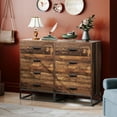 thumbnail image 4 of XiHuaZhaoChen Wood Dresser for Bedroom with 4 Drawers, Tall Dresser with Sturdy Metal Frame, Wooden Chest of Drawers for Hallway, Living Room, Closet, Brown Oak, 4 of 9