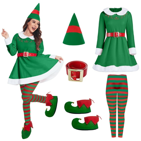 GYQMBT Christmas costume for women 5 Pcs Women Christmas Costume Set Adult Christmas Cosplay Suit Xmas Outfits,XS