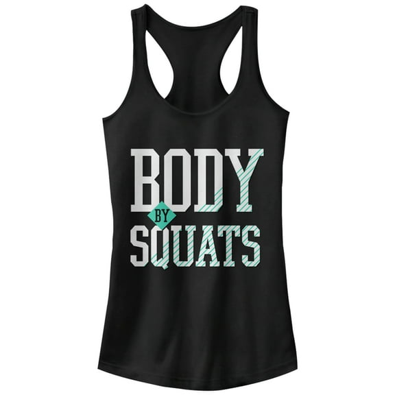 Junior's CHIN UP Body By Squats  Racerback Tank Top Black X Large