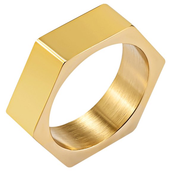 Avaner Hexagon Geometric Ring for Men,Stainless Steel Jewelry Hexagon Geometric Norse Viking Symbol Ring,Gold