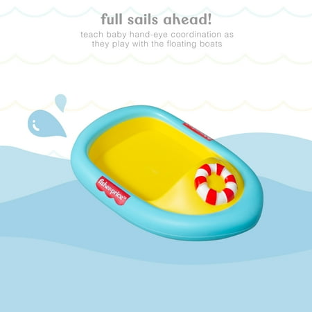 Fisher-Price 4-Piece Bath Boat Toy Set, Toy Boats with Animal Water Toys, Bath Toys for Toddlers 1-3