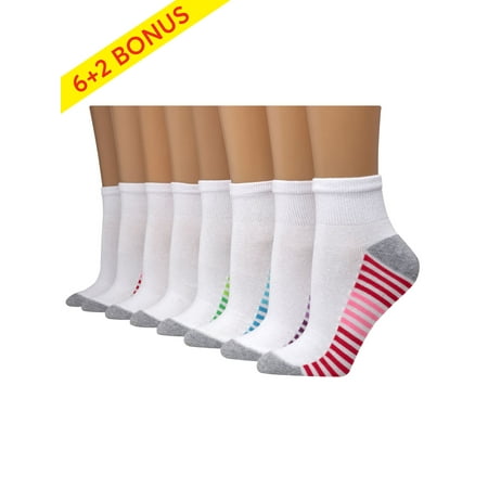 Hanes Womens' Sport Cool Comfort Ankle Socks, 6+2 bonus