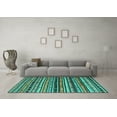 thumbnail image 3 of Ahgly Company Machine Washable Indoor Round Southwestern Turquoise Blue Country Area Rugs, 5' Round, 3 of 4