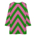thumbnail image 3 of Pink Green Zig Zag Pattern Loose Dress Evening Dress Summer Dresses for Women Luxury Dress Long Sleeved Dress, 3 of 4