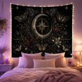 thumbnail image 2 of Crescent Moon and Moths on Starry Night with Roses, Mysterious Gothic for Dark Art Lovers, Ornate Celestial Decor Halloween Gift, Tapestry Wall Hanging for Bedroom and Living Room, 2 of 7
