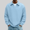 thumbnail image 2 of YOIAVAIOY Men's Long Sleeve Knit Polos, Breathable Versatile Casual Trendy, Soft Pullover for Daily Wear Sky Blue XXL, 2 of 9