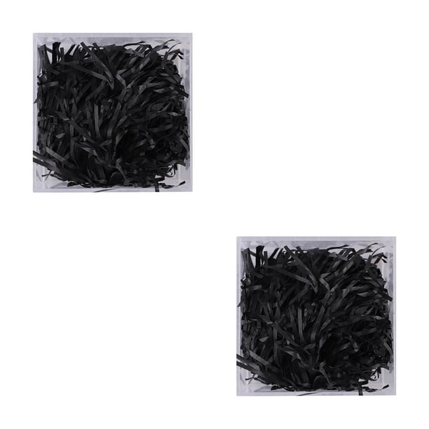 Inteprter 1 paquete de relleno de rafia de papel Lafite, embalaje triturado colorido, suministros de decoración, confeti, Pascua, Año Nuevo, Negro 2Conjunto