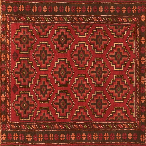 Ahgly Company Indoor Square Persian Orange Traditional Area Rugs, 3' Square