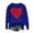 #01 Blue, variant on Busydd Valentine's Day Sweatshirt for Women Fashion Love Heart Print Pullover Tops Casual Loose Long Sleeve Crewneck Valentines Sweatshirts Valentines Day Gifts for Women