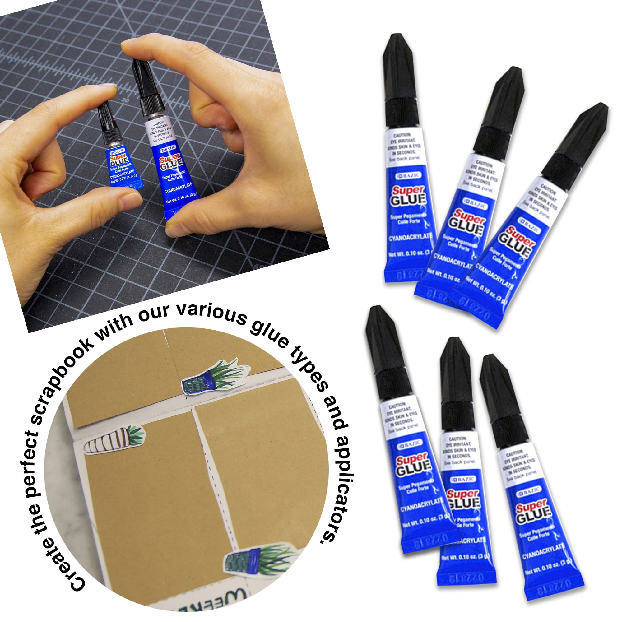 BAZIC Super Glue 3g/0.10Oz, Clear Adhesive Fluid Liquid (4/Pack), 24-Packs