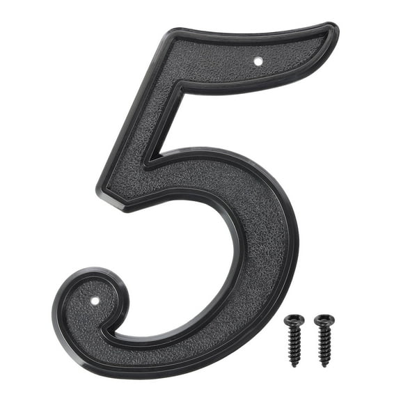 Uxcell House Numbers for Outside, 6 Inch ABS Home Address Numbers Mailbox Decor Number with Screws for Apartment Office Hotel Room Door Street Signs(Black, Number 5)