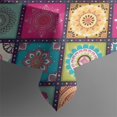 thumbnail image 5 of Multicolor Ethnic Mandala Pattern Square Tablecloth,Waterproof Square Table Cover,Wipeable Spillproof Washable Table Cover for Home Kitchen Party Decor 60"x60"(152x152cm), 5 of 6