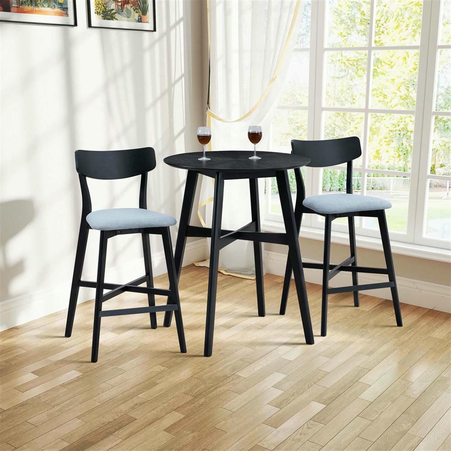Demi Bonn 41" Counter Height Bar Stools Set of 2, Soft Upholstered Barstools with Back, Kitchen Island Countertop Chairs for Dining Room, Black