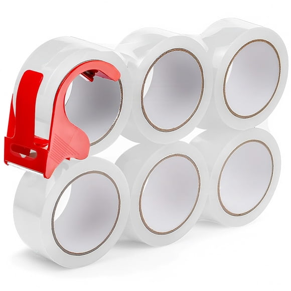 Cinta de embalaje MISHCHI transparente con dispensador, paquete de 6 unidades, 48 mm x 50 m