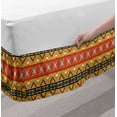 thumbnail image 2 of Abstract Bed Skirt, Tribal Pattern Aztec Motifs with Zigzags Geometric Design Pattern, Elastic Bedskirt Dust Ruffle Wrap Around for Bedding Decor, 4 Sizes, Fern Green Orange, by Ambesonne, 2 of 2