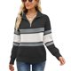 thumbnail image 1 of Jersey de punto para mujer, suéter con cuello levantado, cremallera frontal, hombro caído, manga larga, cálido para invierno y otoño, 1 of 7