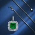 thumbnail image 4 of 100% 925 Sterling Silver Vintage Emerald High Carbon Diamonds Gemstones Pendant Necklace Fine Jewelry, 4 of 7