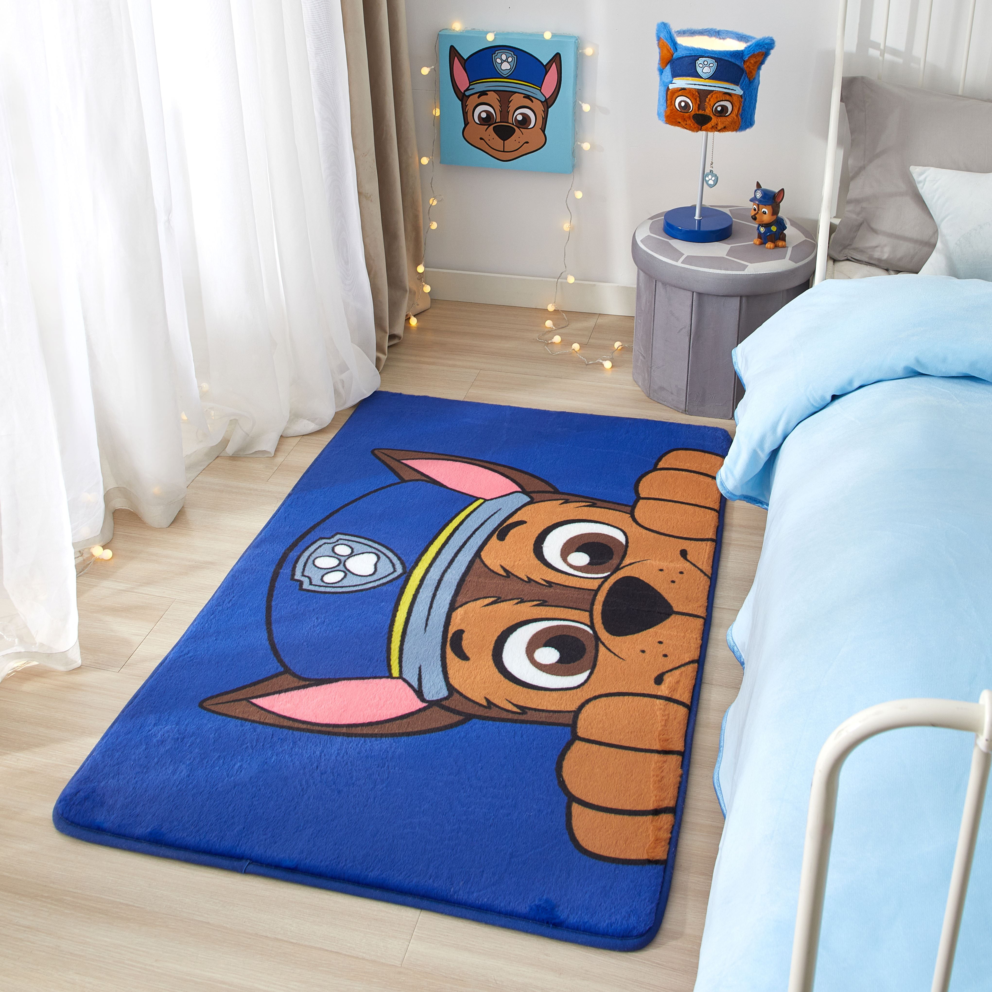 PAW Patrol Chase Faux Fur Rug for Kids' Bedroom or Playroom, 30" x 46"