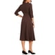 thumbnail image 3 of Vestido de trabajo para mujeres INSPIRE CHIC, corte A, mangas 3/4, vestido midi elegante, marrón oscuro, talla M, 3 of 6